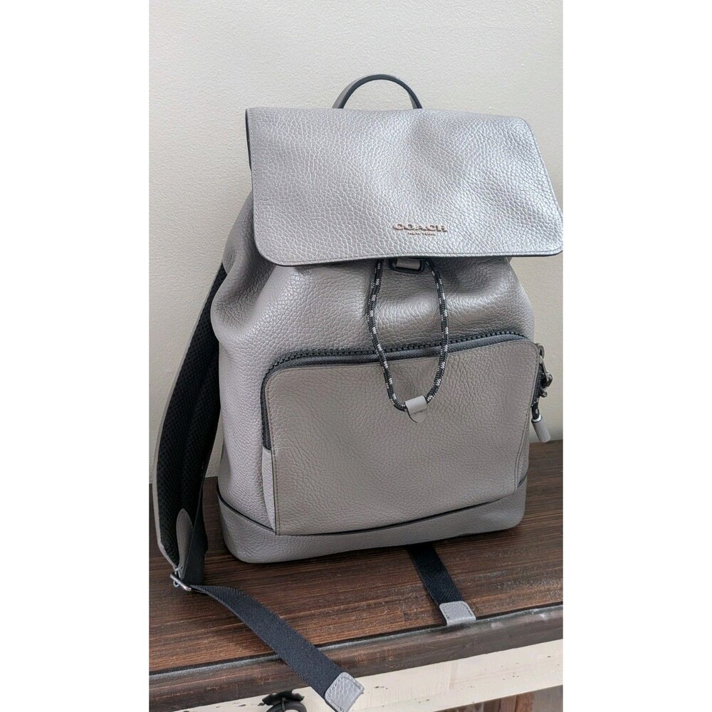 Coach C1280 Pebble Leather Light Grey Men's Backpack